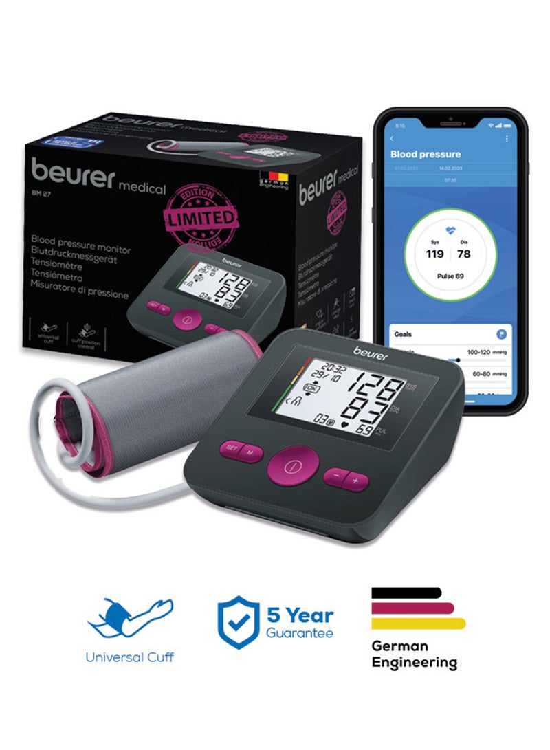 Beurer BM 27 Limited Edition Upper Arm Blood Pressure Monitor Fully Automatic Large Display Universal Cuff Irregular Heartbeat Detection - Image 1