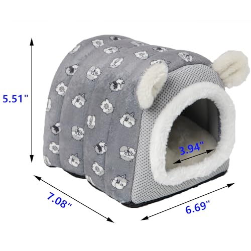 YUANST Hedgehog Bed Cave Hideout Hedgehog House Hedgehog Accessories Hamster Small Animals Cage Supplies Warm House Grey - Image 3