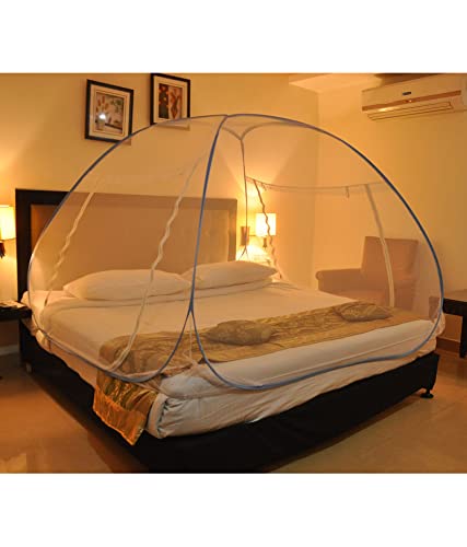 ANS Mosquito net Double Bed Twist Pattern Blue Foldable 200x200x145 cms - Image 4