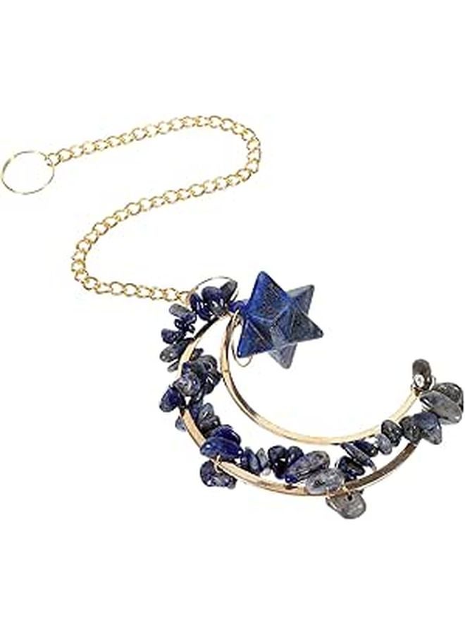 Hanging Prism Light Catcher with Blue Stone Chips for Garden Window and Patio Decor - Image 1