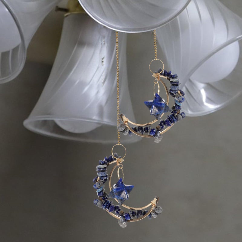 Hanging Prism Light Catcher with Blue Stone Chips for Garden Window and Patio Decor - Image 5