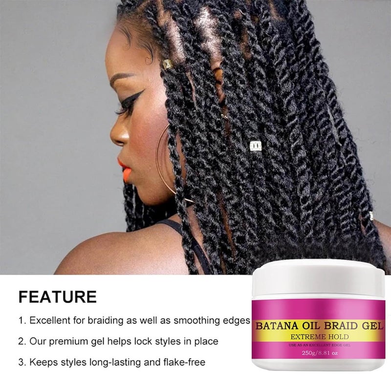 Repeated use resistant selected material Extra Strong Braid Gel for Natural Hair, Dreads, Twist, Locs, Braids, Edge, Non-Flaking, No White Cast, Long Lasting, High Shine Braiding Gel & Edge Control for Frizz-Free Braids, Twists, Loc Styles Global upgraded practical design - Image 3