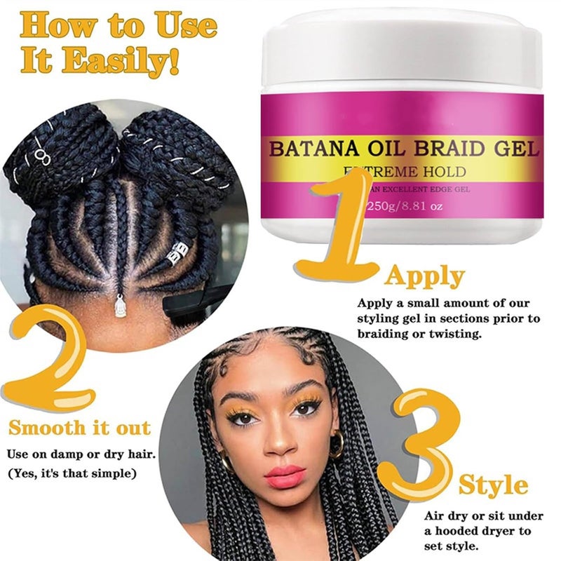 Repeated use resistant selected material Extra Strong Braid Gel for Natural Hair, Dreads, Twist, Locs, Braids, Edge, Non-Flaking, No White Cast, Long Lasting, High Shine Braiding Gel & Edge Control for Frizz-Free Braids, Twists, Loc Styles Global upgraded practical design - Image 5