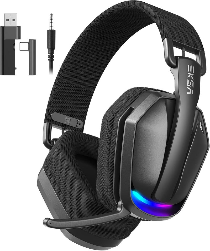2.4GHz Wireless Gaming Headset for PS5/PS4, PC, Switch, Mac, Bluetooth 5.4 Gaming Headphones with Noise Cancelling Microphone, 169g Ultralight, RGB, Type-C, 35H Battery, Wired Computer Headphones - Image 1