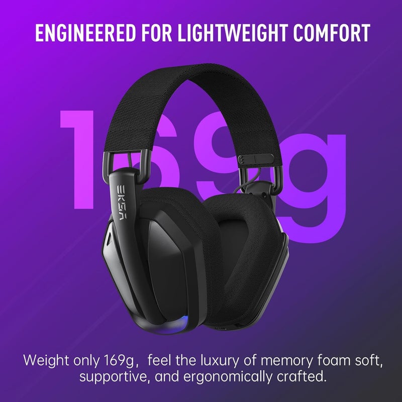 2.4GHz Wireless Gaming Headset for PS5/PS4, PC, Switch, Mac, Bluetooth 5.4 Gaming Headphones with Noise Cancelling Microphone, 169g Ultralight, RGB, Type-C, 35H Battery, Wired Computer Headphones - Image 4
