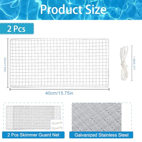 AIHSUMC 2 Pcs Skimmer Guard 2025 Upgraded Stainless Steel Swimming Pool Skimmer Net Leaf Shield Net for Inground or above Ground Vinyl Lined Fiberglass Pool787x 1574 Fit Over All Skimmer Openings - Image 3