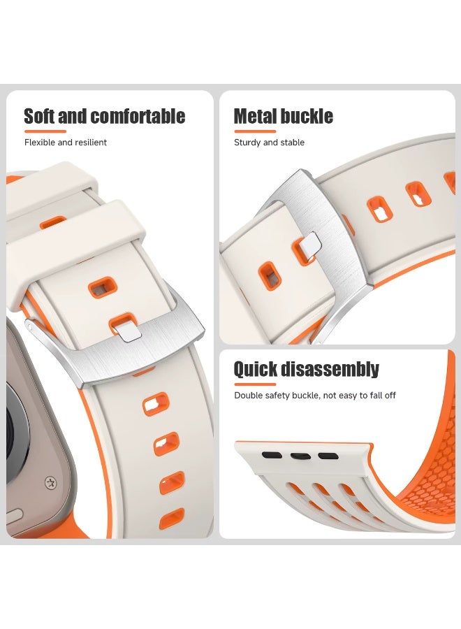 أكاليكس سوار سيليكون ثنائي اللون متوافق مع ساعات أبل ألترا 3 | 2 | 1 للرجال والنساء متوافق مع مقاسات 49 مم / 45 مم / 44 مم / 42 مم. سوار رياضي ناعم مقاوم للماء بفتحات عمودية، متوافق مع ساعات أبل من السلسلة 11 / 10 / 9 / 8 / 7 / 6 / 5 / 4 / 3 / 2 / 1 - Image 3