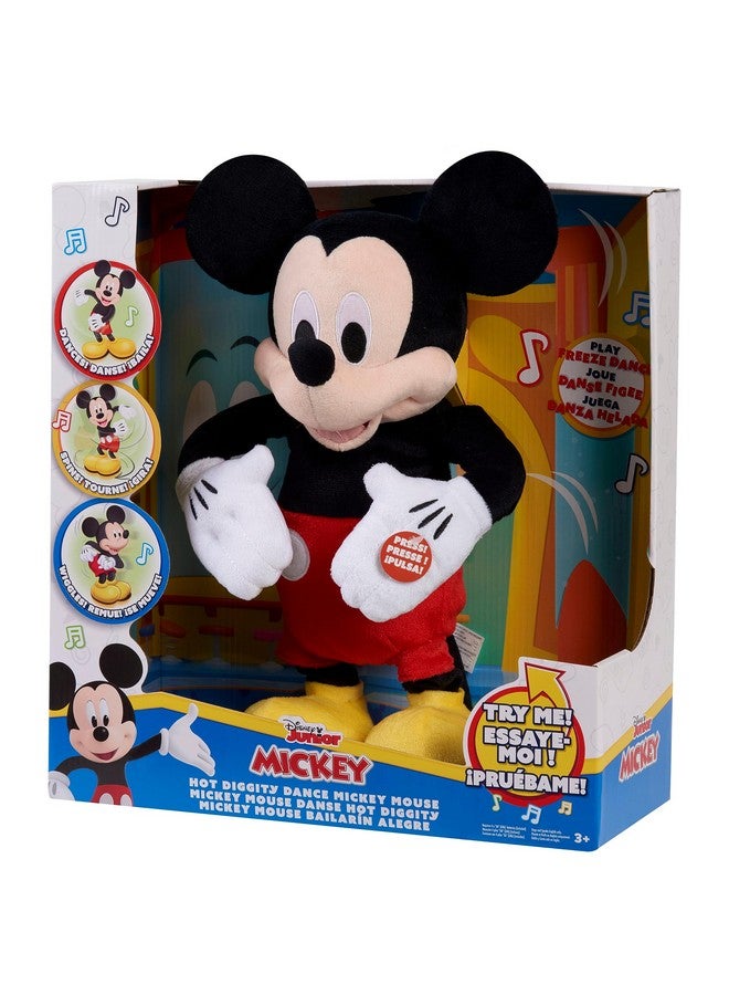 Mickey Disney Junior Mickey Mouse Hot Diggity Dance Mickey Feature Plush, Motion, Sounds, And Games, Officially Licensed Kids Toys For Ages 3 Up By Just Play,Black  - Image 1