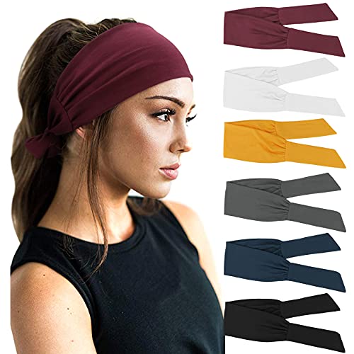 DRESHOW 6 PCS Adjustable Headbands for Women Knotted Headbands Elastic Non-Slip Fashion Hair Bands for Workout Sports Running Yoga - Image 1