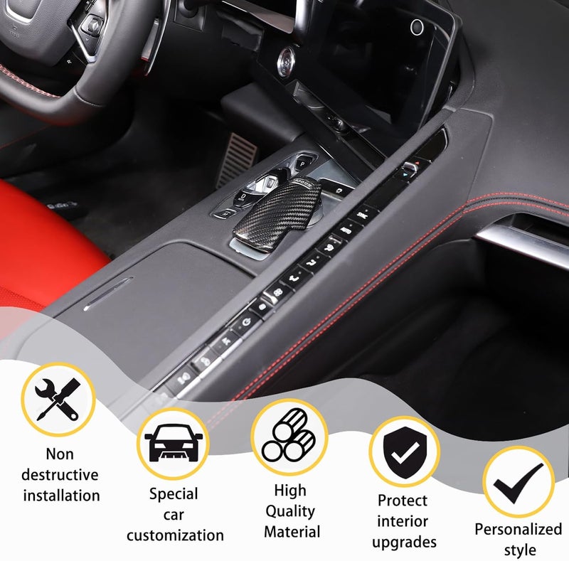 CHEAYAR Carbon Fiber Gear Shift Knob Cover for Corvette C8 Z06 Z51 (2020-2023) - Image 4