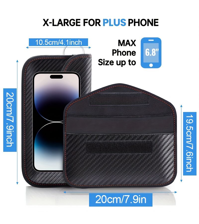 Anti Rfid Signal Blocker Faraday Pouch For Car Keys And Phones Emf Shielding Keyless Entry Protection Bag Black & Red Line - Image 3