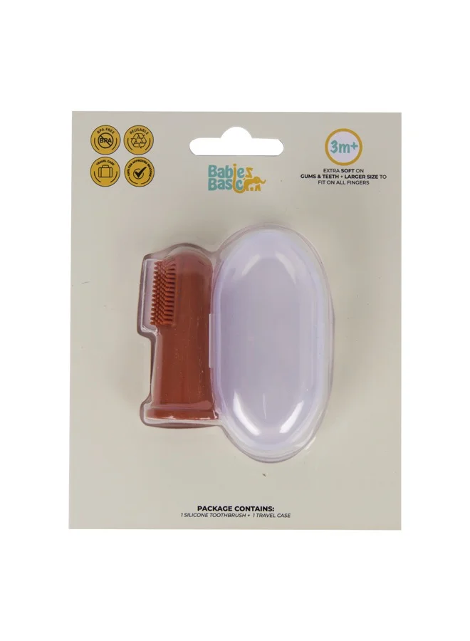 Babies Basic Toothbrush With Travel Case For Babies - Tan Silicone Toothbrush