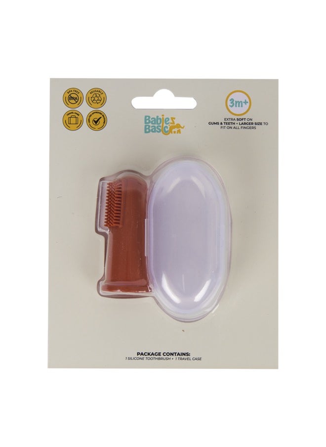 Babies Basic Toothbrush With Travel Case For Babies - Tan Silicone Toothbrush  - Image 1