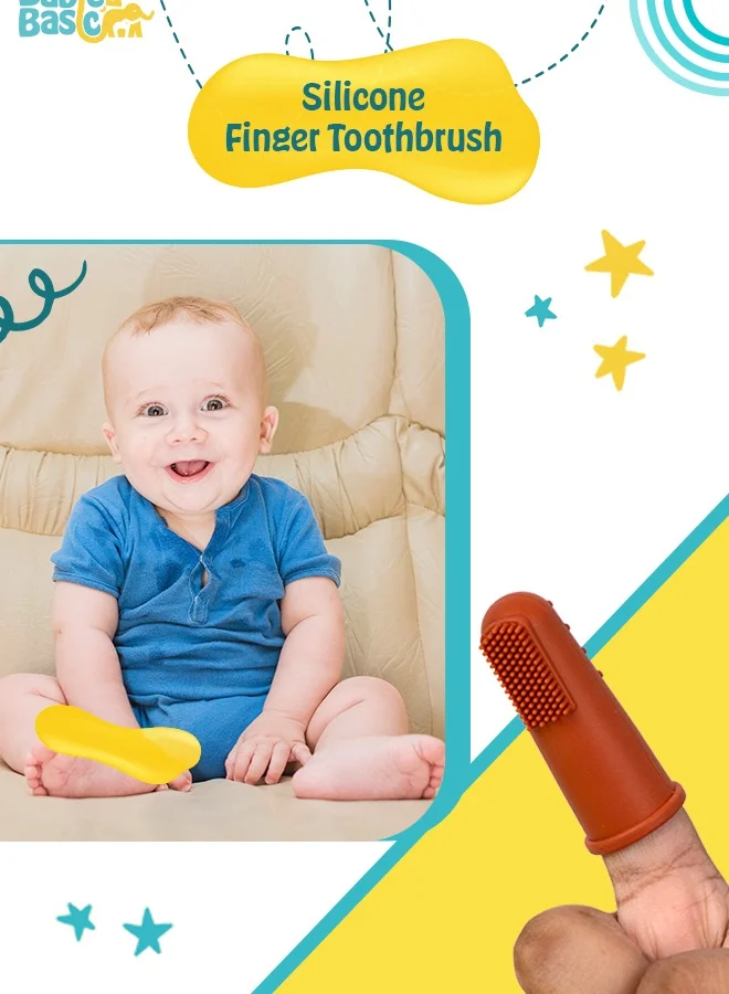 Babies Basic Toothbrush With Travel Case For Babies - Tan Silicone Toothbrush