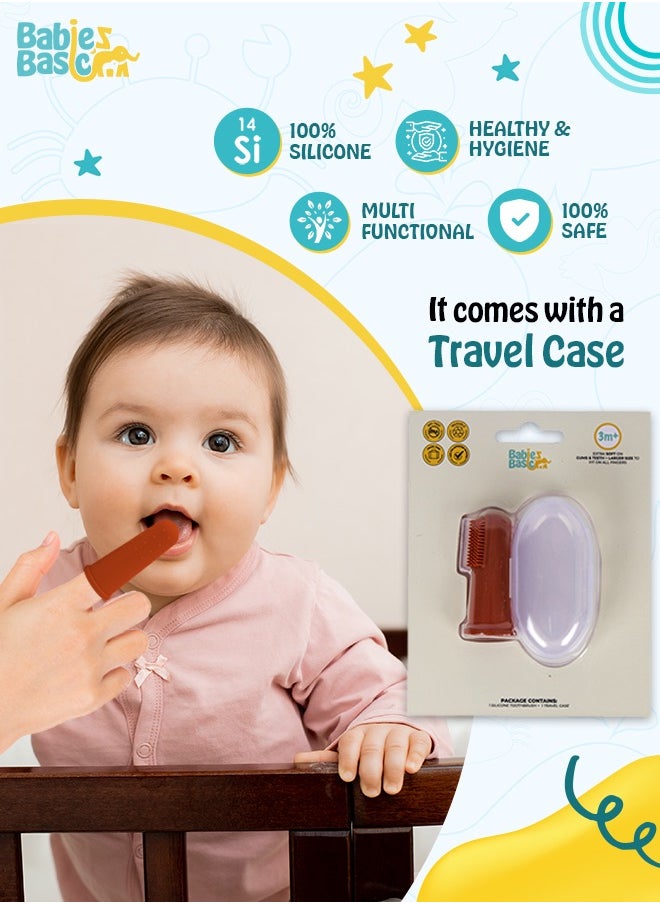 Babies Basic Toothbrush With Travel Case For Babies - Tan Silicone Toothbrush  - Image 3
