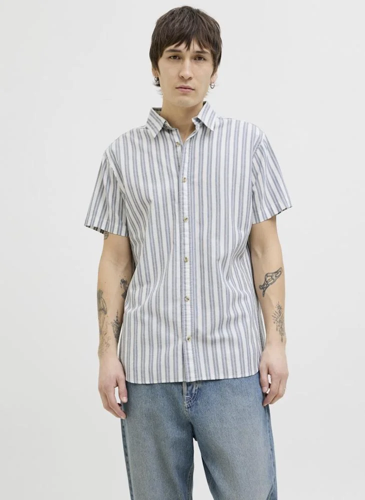 جاك & جونز Jjjoshua Oxford Stripe Detail Regular Fit Shirt