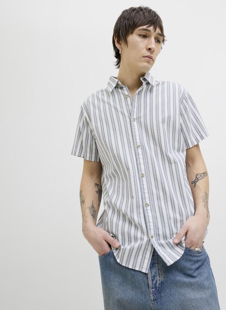 JACK & JONES - Jjjoshua Oxford Stripe Detail Regular Fit Shirt - Image 1
