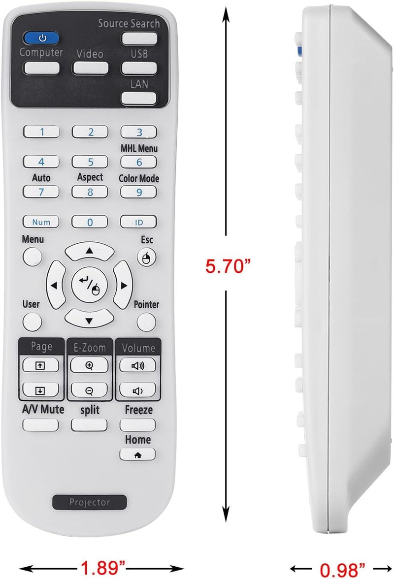 Litance جهاز التحكم عن بعد للبروجيكتور 2173589 لـ Epson BrightLink 675Wi+ 675Wi 680Wi 685Wi+ 685Wi 695Wi+ 695Wi 696Ui 710Ui Home Cinema LS100 PowerLite 670 675W 680 685W 700U (2173589) - Image 4