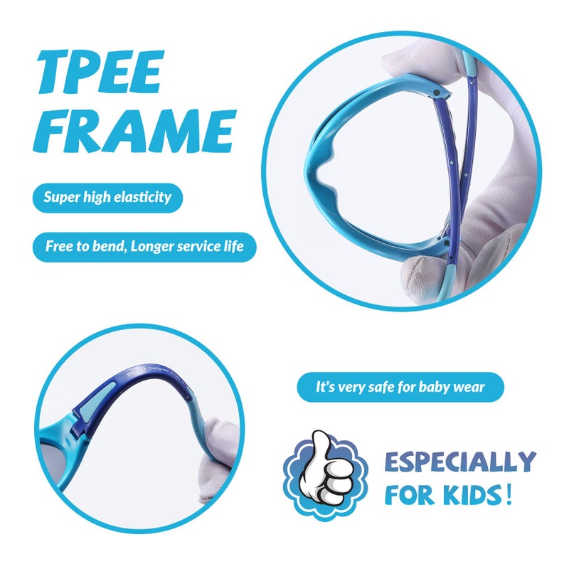 DUCO Bendable Oval Baby Sunglasses with Adjustable Strap UV400 Polarized for Newborns Infants Age 0-2 Girl Boy â€‹K012 - Image 5