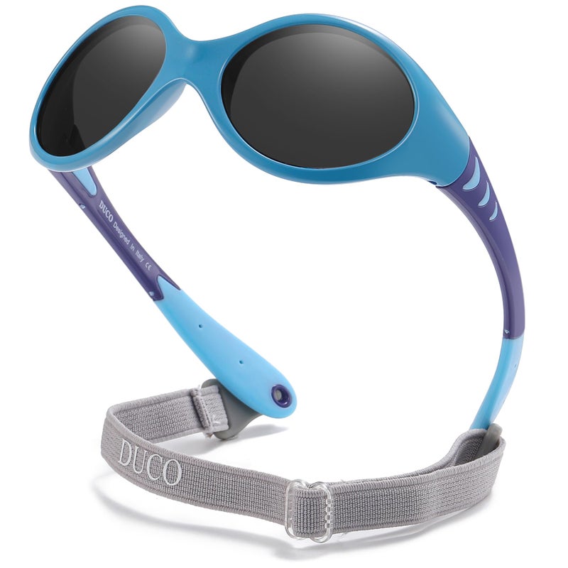 DUCO Bendable Oval Baby Sunglasses with Adjustable Strap UV400 Polarized for Newborns Infants Age 0-2 Girl Boy â€‹K012 - Image 1