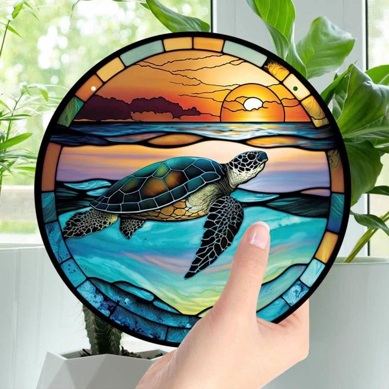 Yangshine Turtle Acrylic Window Decoration Stained Sea Turtle Suncatcher for Window Patio Wall Home Garden - Image 4