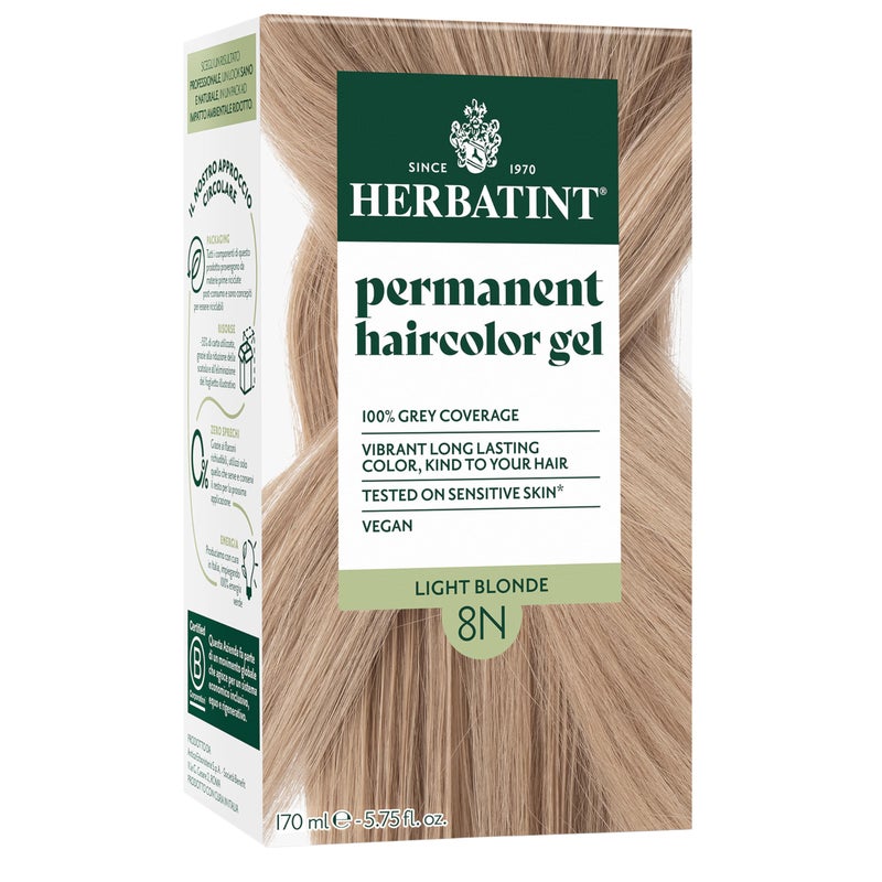Herbatint Permanent Hair Dye For Women - 8N Light Blonde - For Up To 100% Gray Coverage of Resistant Gray Hair - Ammonia-Free, Alcohol-Free & Vegan - Salon Influenced Hair Color 5.75 fl oz - Image 1