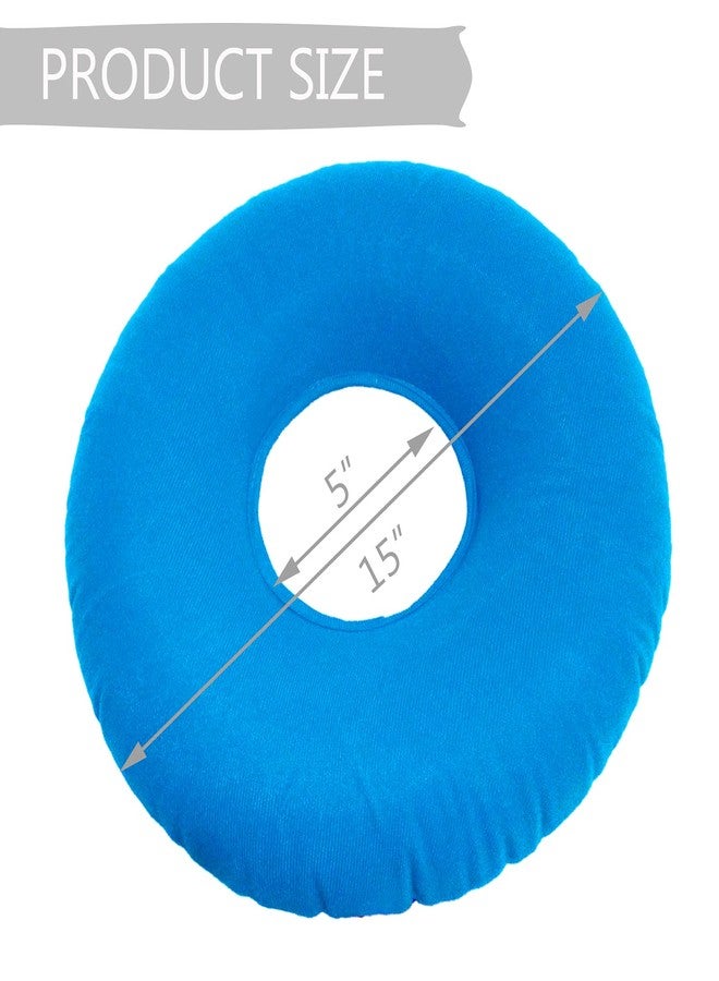Shineyid Donut Pillow, Inflatable Donut Cushion for Tailbone Pain,Hemorrhoid Seat Cushion (15" Light Blue, Air Pump Included) - Image 2