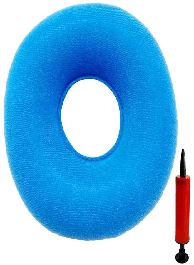Shineyid Donut Pillow, Inflatable Donut Cushion for Tailbone Pain,Hemorrhoid Seat Cushion (15" Light Blue, Air Pump Included) - Image 1