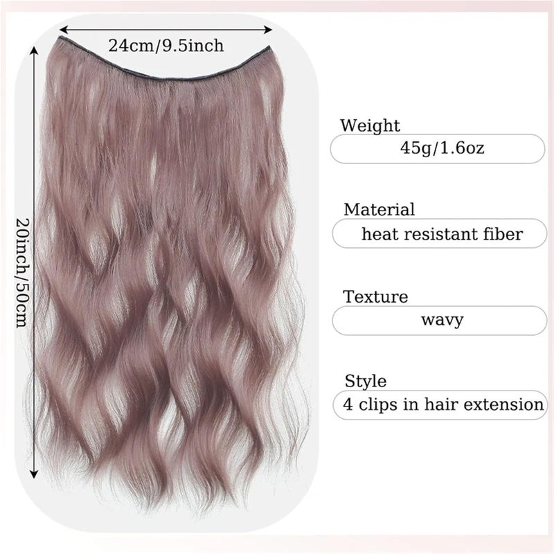 20-Inch Wavy Colorful Clip-In Hair Extensions, Synthetic Curly Wig Piece for Women(Wavy08) - Image 3