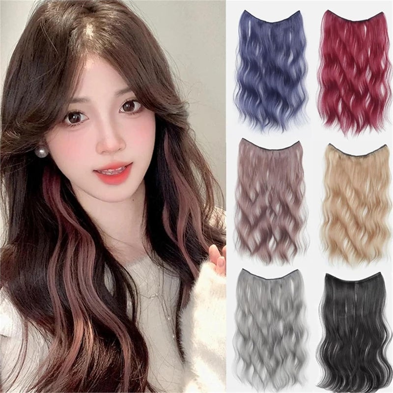 20-Inch Wavy Colorful Clip-In Hair Extensions, Synthetic Curly Wig Piece for Women(Wavy08) - Image 2