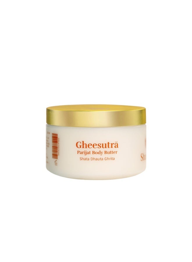Shankara Gheesutrā Parijat Body Butter enriched with 100x Washed Ghee, Kokum Butter & Aloe Vera for Glowing & Soft Skin | Ayurvedic Formula Shata Dhata Ghrata for Dry, Sensitive Skin | Non-Greasy Long Lasting Moisturisation for Men & Women-200ml - Image 1
