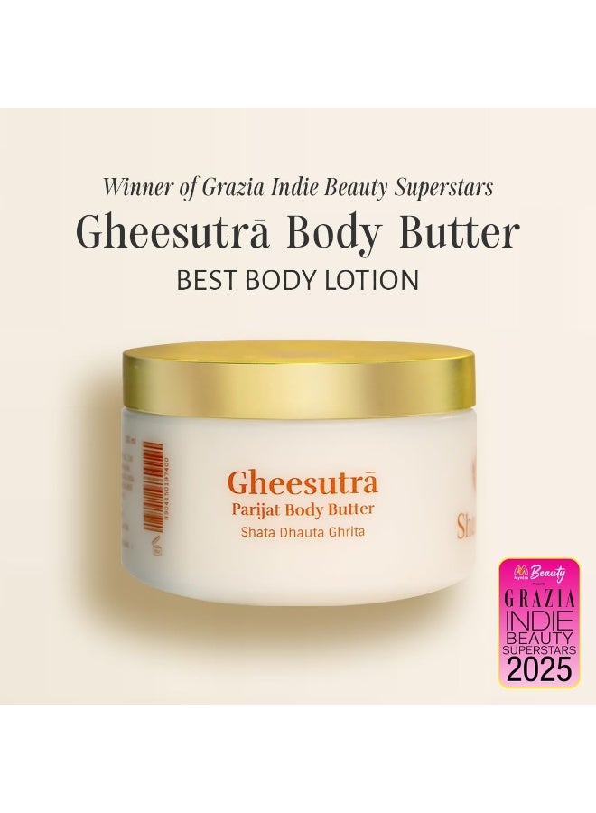 Shankara Gheesutrā Parijat Body Butter enriched with 100x Washed Ghee, Kokum Butter & Aloe Vera for Glowing & Soft Skin | Ayurvedic Formula Shata Dhata Ghrata for Dry, Sensitive Skin | Non-Greasy Long Lasting Moisturisation for Men & Women-200ml - Image 4