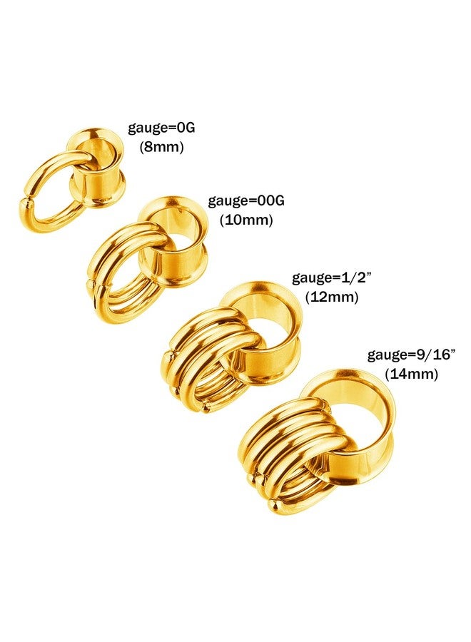 Zysta 3 pairs Ear Gauges with Rings Hypoallergenic Rings Ear Weight Plugs Tunnels Stainless Steel Ear Stretchers Expander Hoops Dangle Gauges Body Piercing Jewelry 0G 00G 1/2" 9/16" - Image 5