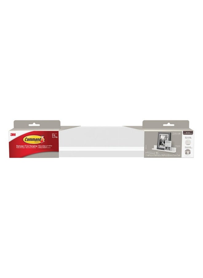 Command Command Picture Ledge, 21" Damage Free Hanging Floating Shelf with Adhesive Strips, Quartz, No Tools Picture Hanger for Displaying Decorations and Photographs, 1 Ledge and 10 Command Strips  - Image 1