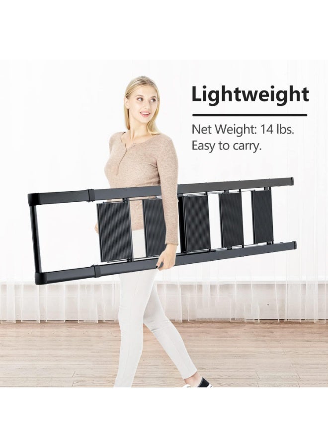 MOMENT سلم MOMENT 5 خطوات، كرسي خطوة قابل للطي مع مقبض ومصعد عريض مضاد للانزلاق، سلم ألومنيوم خفيف الوزن محمول للمطبخ، المنزل، المكتبة، المكتب (330 رطل سعة) - أسود - Image 5