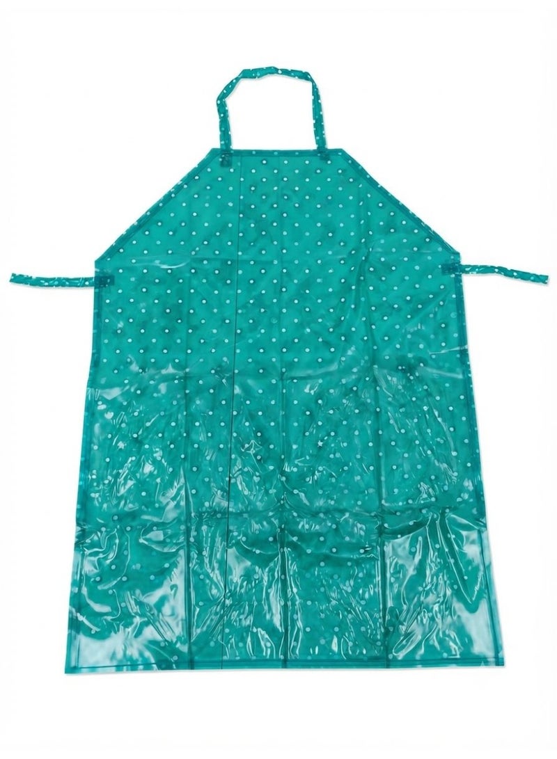 Waterproof cooking apron (6-piece set): An oil-resistant kitchen apron designed for household cooking and cleaning tasks; made from acid- and alkali-resistant plastic to provide protection for the cook. Color: Turquoise. - Image 2