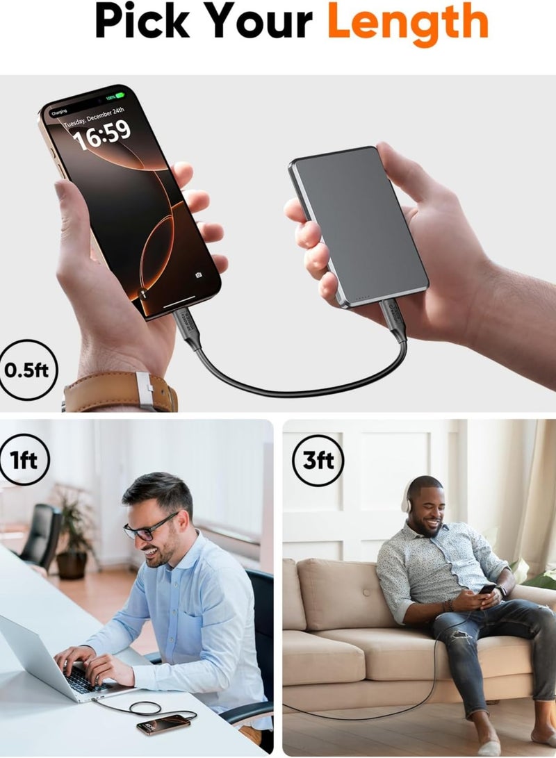 A.M USB C Short Cable 1 ft,USBC Monitor 8K@30Hz/4K@120Hz Video, 240W Type C Charging, 20G Data Sync,USB C 3.2 Gen 2 for Thunderbolt 4/3,Cellphone, PC, Android Auto, Carplay,iPhone 15 16serie - Image 2