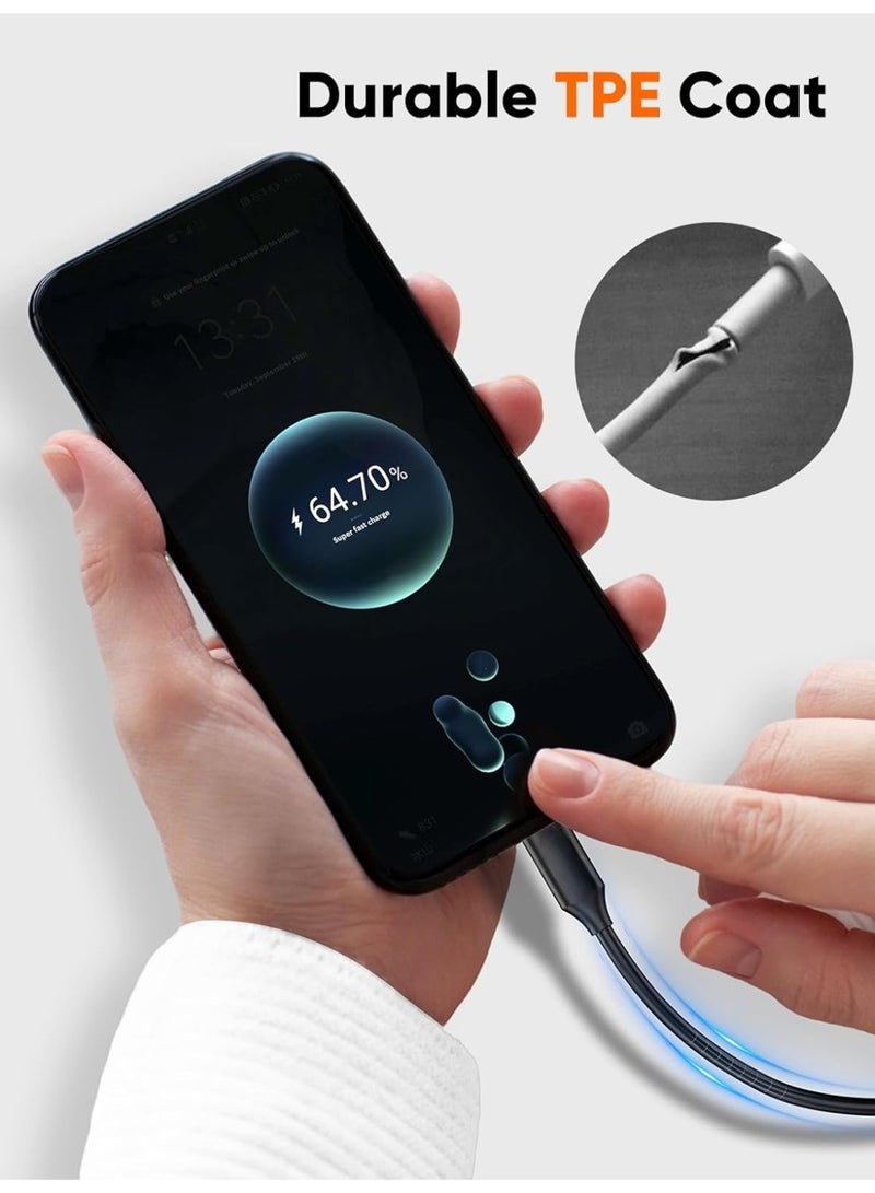 A.M USB C Short Cable 1 ft,USBC Monitor 8K@30Hz/4K@120Hz Video, 240W Type C Charging, 20G Data Sync,USB C 3.2 Gen 2 for Thunderbolt 4/3,Cellphone, PC, Android Auto, Carplay,iPhone 15 16serie - Image 3