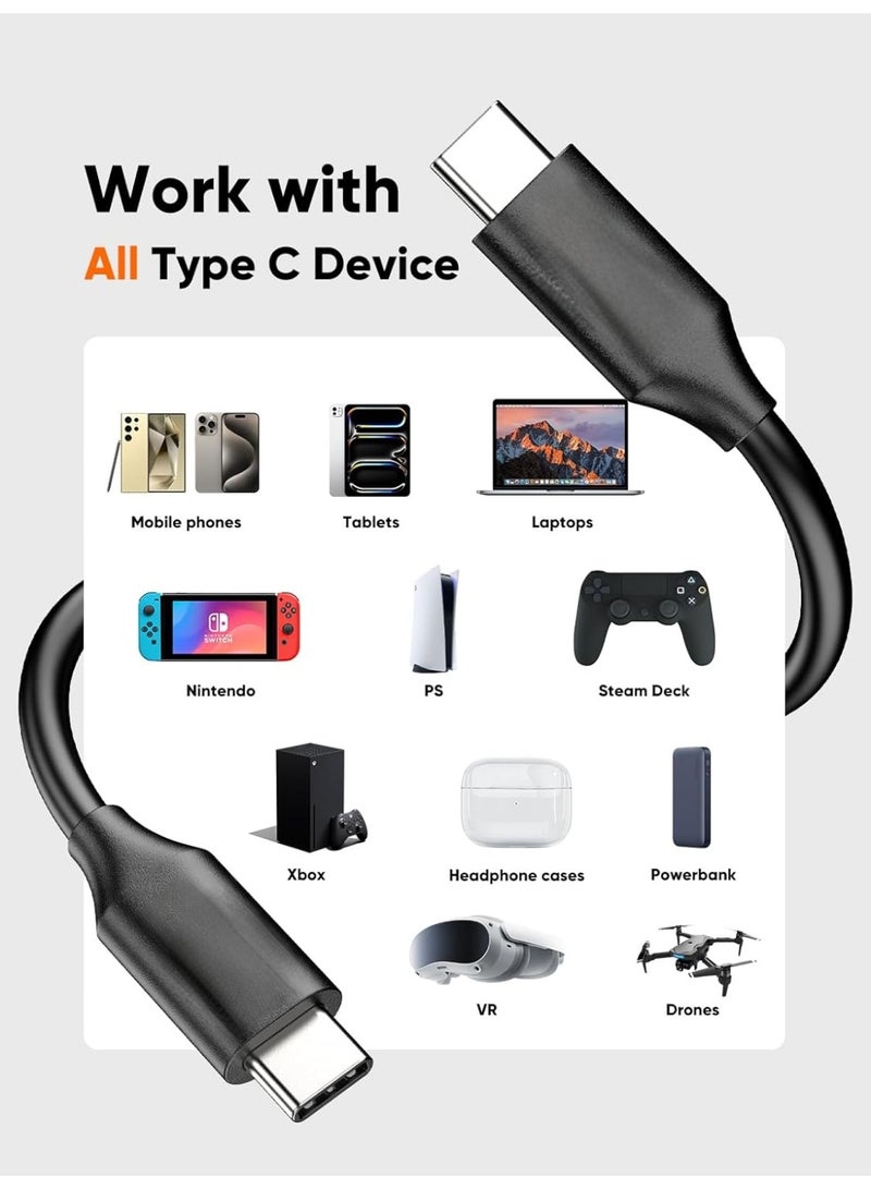 A.M USB C Short Cable 1 ft,USBC Monitor 8K@30Hz/4K@120Hz Video, 240W Type C Charging, 20G Data Sync,USB C 3.2 Gen 2 for Thunderbolt 4/3,Cellphone, PC, Android Auto, Carplay,iPhone 15 16serie - Image 5