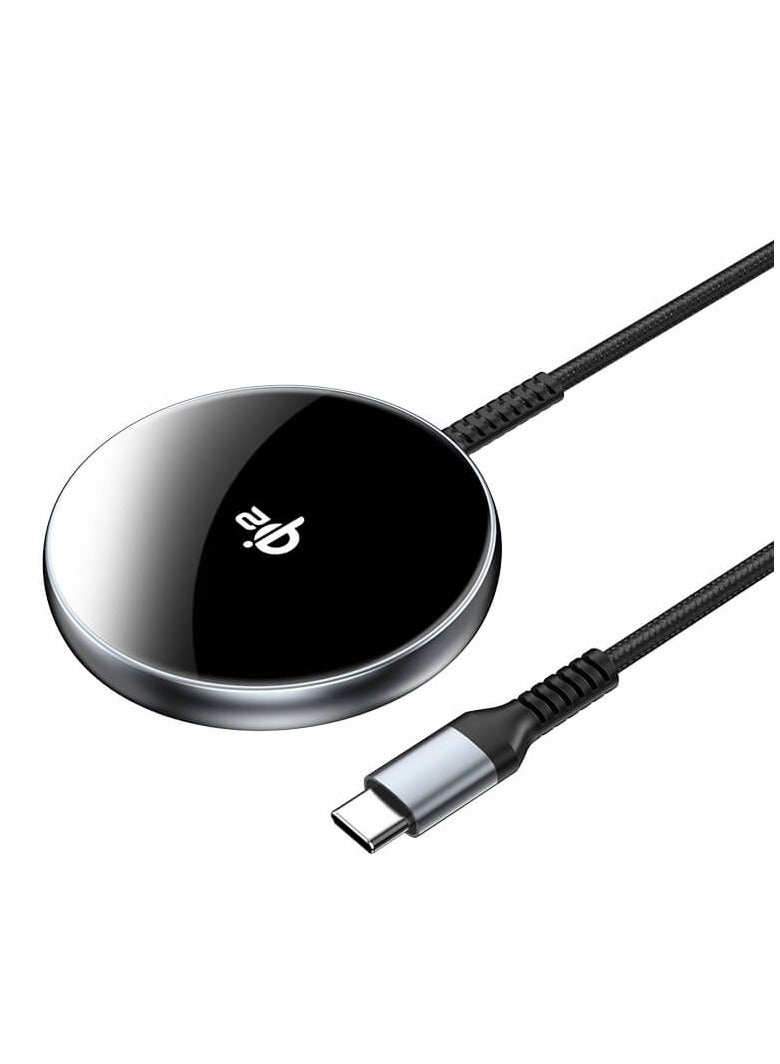 Pisen Qi2 Magnetic Wirless Charger, 15W Qi2 Certified Magsafe Ultra Fast Charging for iPhone 16/15/14/13 Series,AirPods 4/3/Pro/Pro 2,Strong Magnetic Attraction Charging Pad with Braided Type-C Cable 1M , Black - Image 5