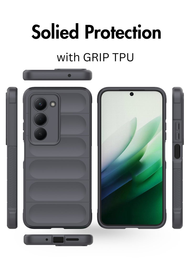 3 in 1 Pack for REDMI 15, 2 pcs Screen Protector with Gripped Silicon Protective Cover for Phone - (Gray) - Image 3