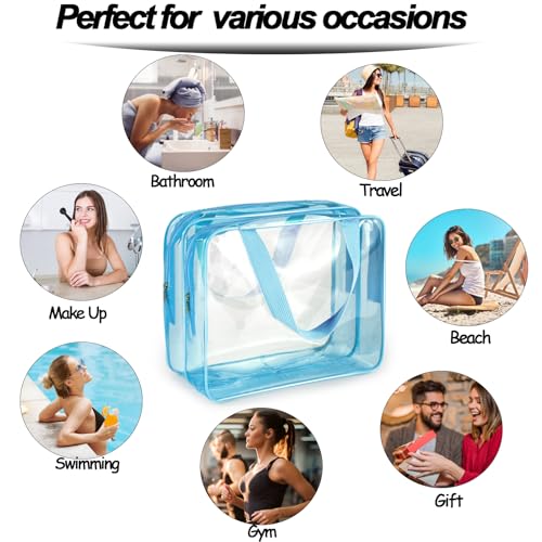 Roybens 2Pcs Crystal Clear PVC Travel Toiletry Bag Kit for Women Men Waterproof Vinyl Organizer Clear Makeup Bags with Zipper Cosmetic Bag Pouch Carry on Airport Airline Compliant Bag Handbag Double Layer - Image 3