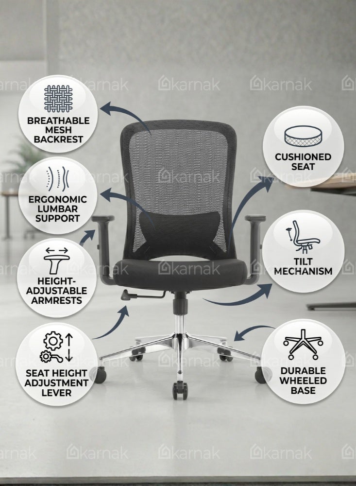 KARNAK Sammy Medium Back Office Chair - Black - Image 5