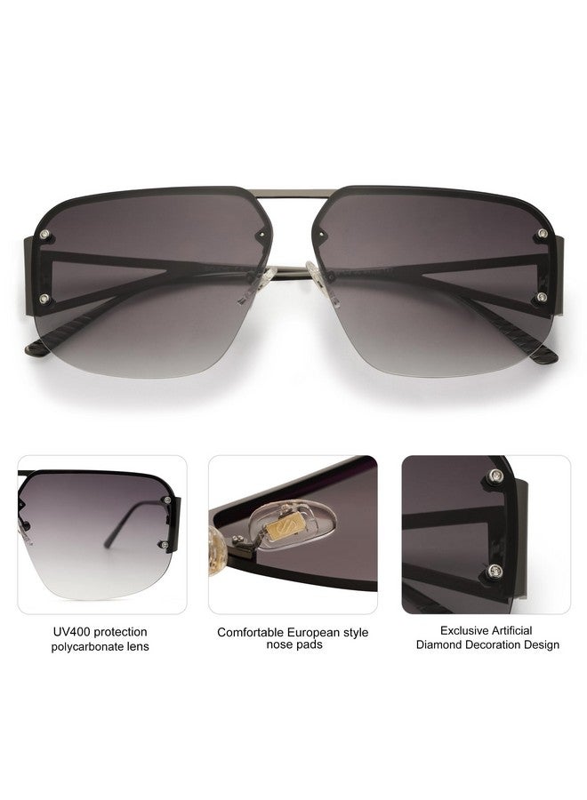 Sojos نظارات شمسية عصرية للرجال والنساء بإطار معدني عتيق بدون إطار ظلال lrest De Sol Para Mujer Sj1192 رمادي - Image 4