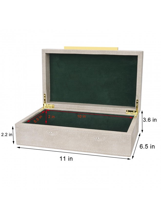 XIGEXIGE Ivory Shagreen box Faux Leather Decorative Boxes,Keepsake And Memory Storage Decorative Boxes with Lids for Modern Home Decor Jewelry Box Organizer - Image 2