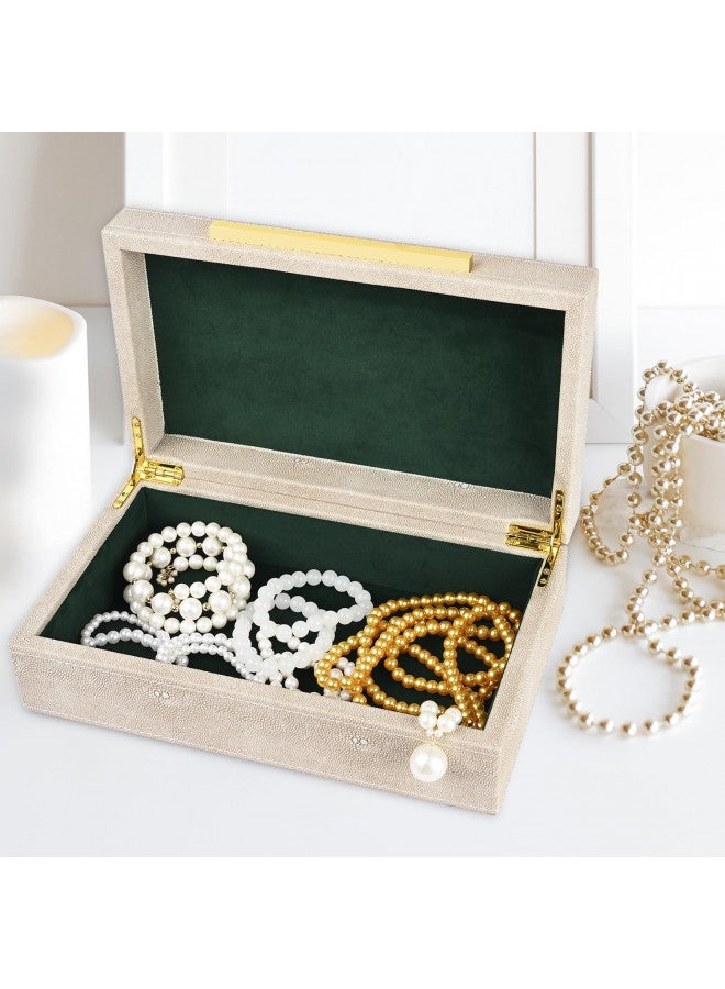 XIGEXIGE Ivory Shagreen box Faux Leather Decorative Boxes,Keepsake And Memory Storage Decorative Boxes with Lids for Modern Home Decor Jewelry Box Organizer - Image 4