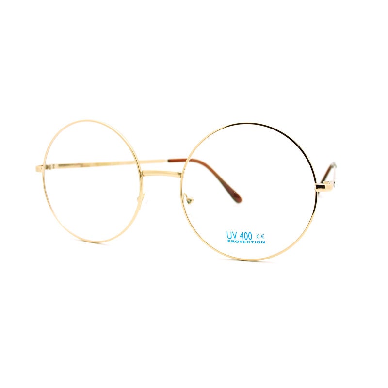 PASTL Super Oversized Round Circle Frame Clear Lens Glasses Gold - Image 1