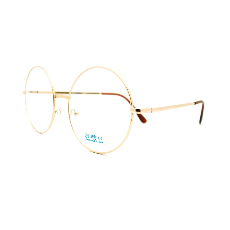 PASTL Super Oversized Round Circle Frame Clear Lens Glasses Gold - Image 3