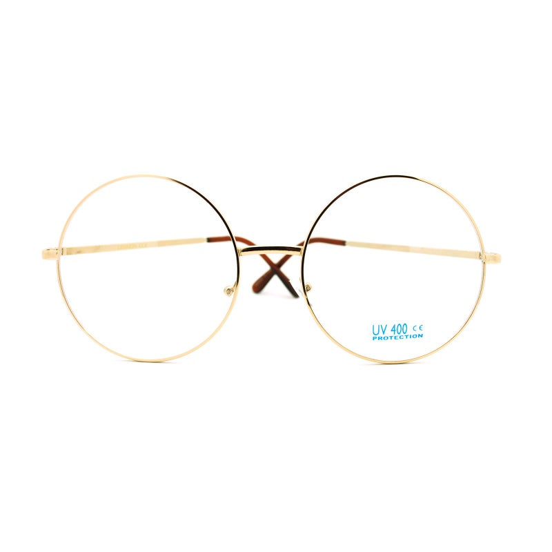 PASTL Super Oversized Round Circle Frame Clear Lens Glasses Gold - Image 2