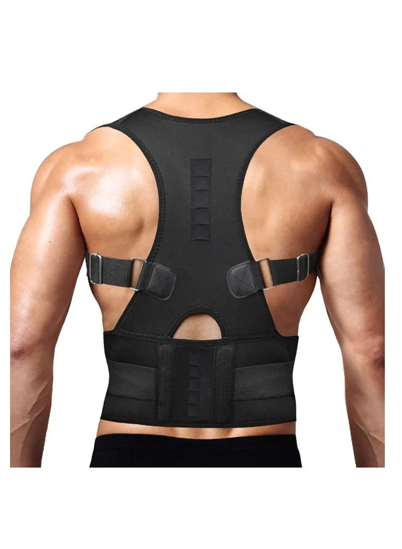 مشد مصحح لقوام الظهر قابل للتعديل لتصحيح وضع الجسم والترقوة والعمود الفقري والكتف داعم للفقرات القطنية لون اسود - Image 2